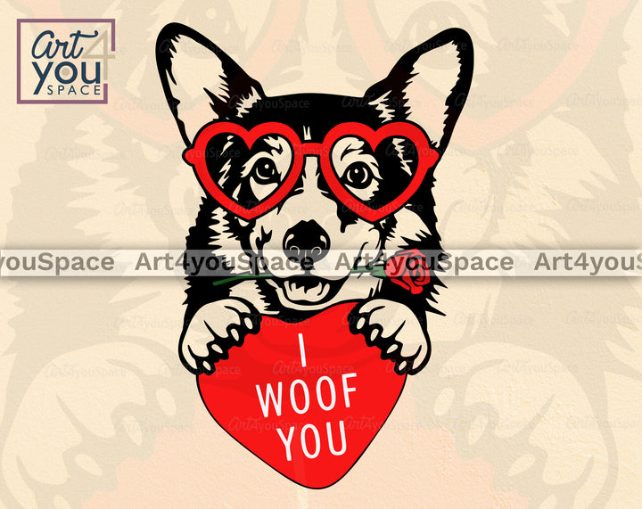 Corgi Valentine Clipart