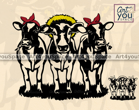 Cow Three Front SVG