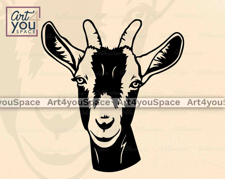 goat face vector image black and white