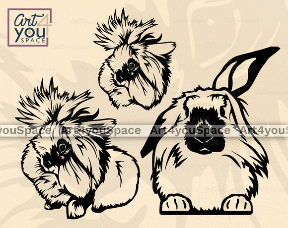  Lion Head Rabbit SVG