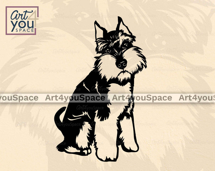 Mini Schnauzer with cropped ears svg