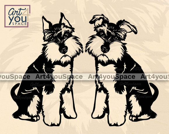 Mini Schnauzer sitting svg file