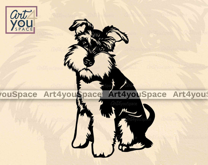 mini Schnauzer sit vector