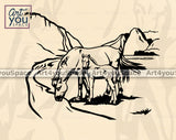 Norwegian fjord horses vector graphics
