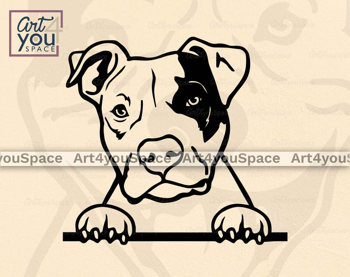 pit bull peeking pose svg file