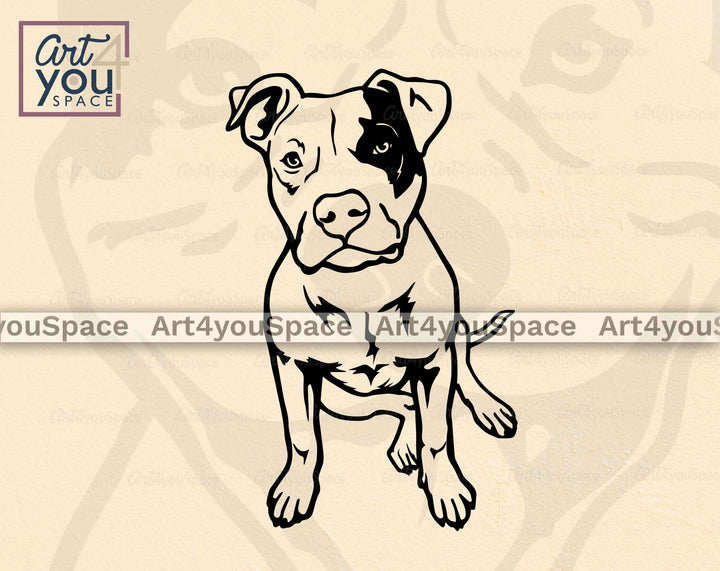 pit bull sitting pose svg file