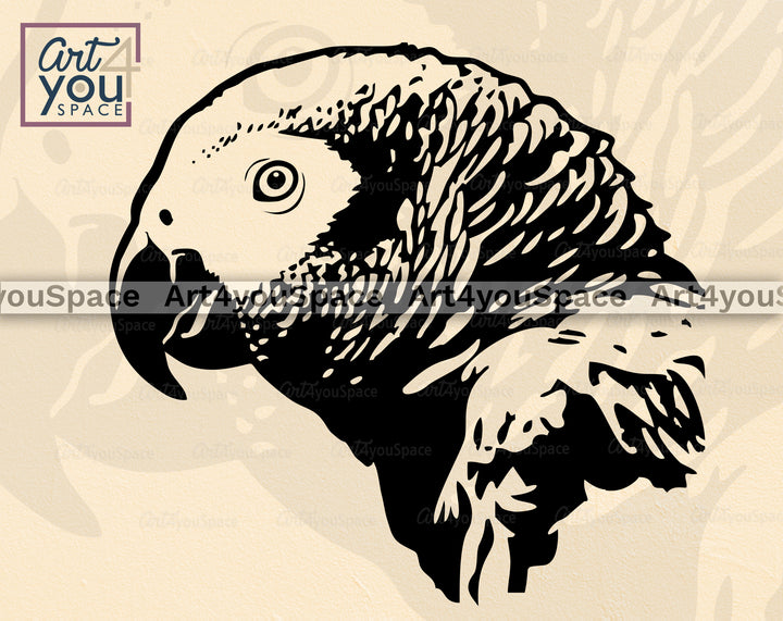 African Grey Parrot SVG