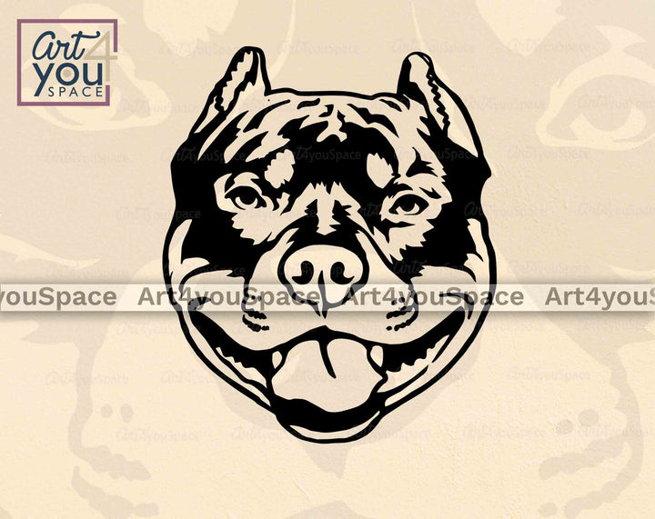 American Bully face with cropped ears vector
