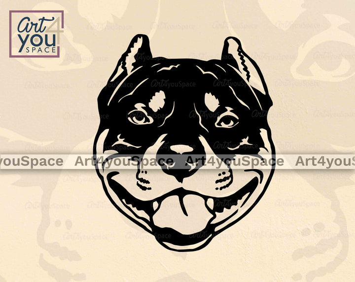 American Bully head vector