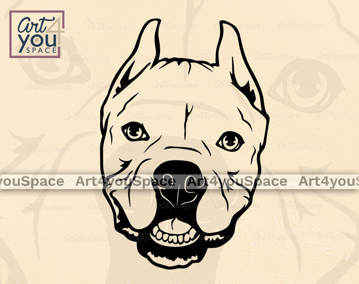 Cute American Bully faces SVG