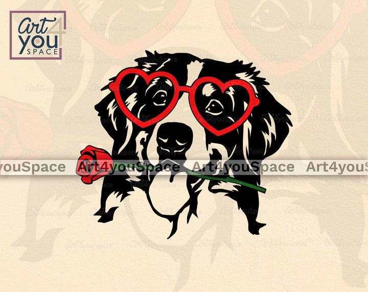 Bernese dog Valentine svg