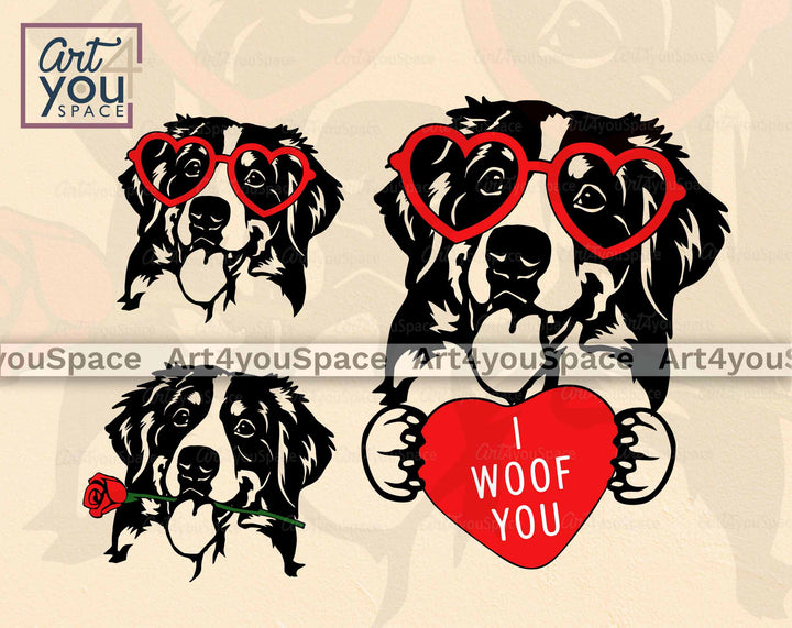 Bernese Mountine Dog St, Valentine's day svg Files