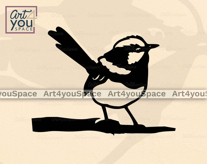blue wren bird black and white clipart