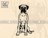 boxer dog sit pose svg