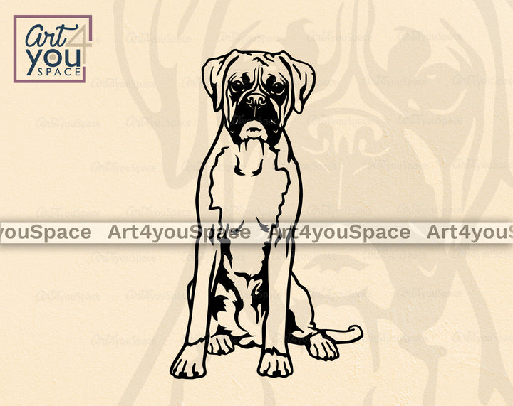 boxer sitting svg file