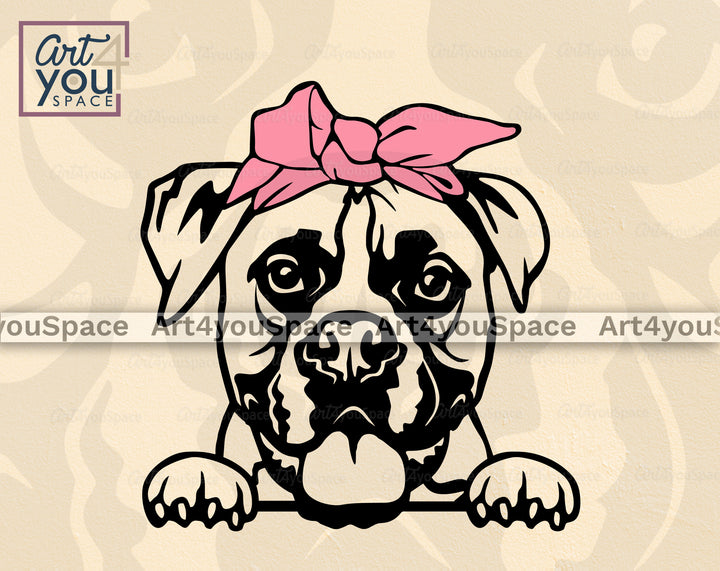 boxer dog bandana svg