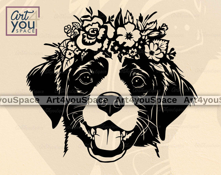 Brittany Spaniel With Flower Crown SVG File