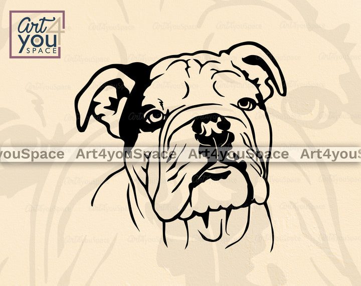 englisg bulldog face clipart