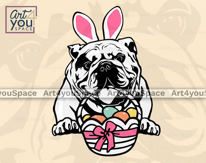 English Bbulldog Easter Art