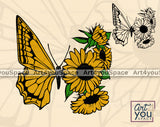 Butterfly Sunflower SVG