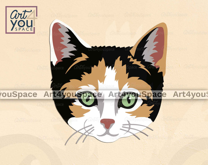 calico cat face svg