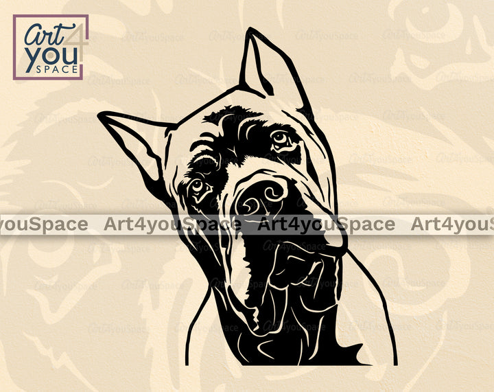 cane corso cropped ears svg