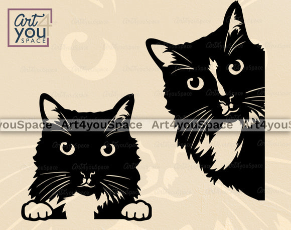 Funny Black Cats icons vector set Stock Vector by ©jelliclecat