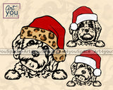 Three Images of Cavapoo Dog With Santa Hat 