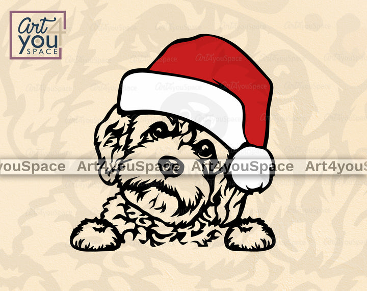 Cavapoo Puppy with Christmas Hat Svg file