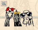 Funny Duck Chicken Turkey Head SVG PNG DXF Files Farm Animals With Bandana Sunglasses Vector Clipart Download, Cricut