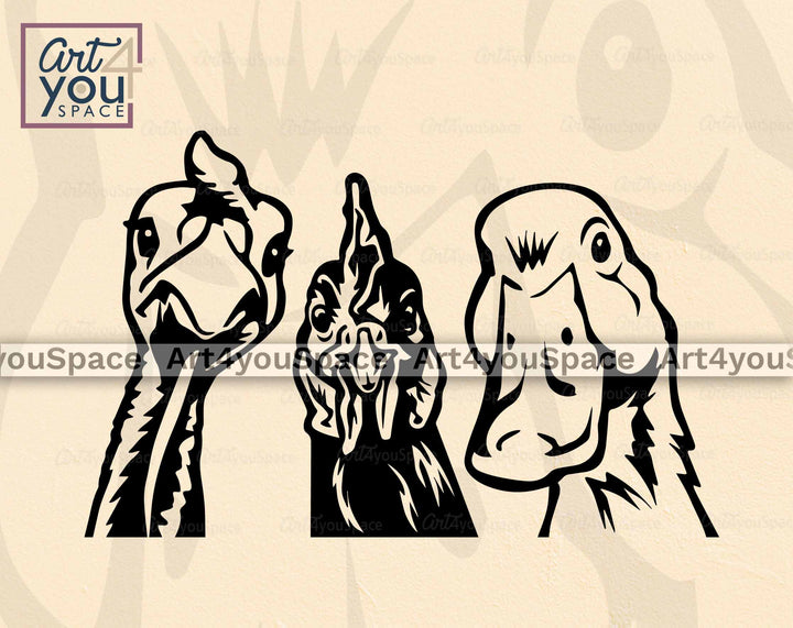 Funny Duck Chicken Turkey Head SVG