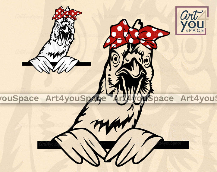 rooster with bandana svg file