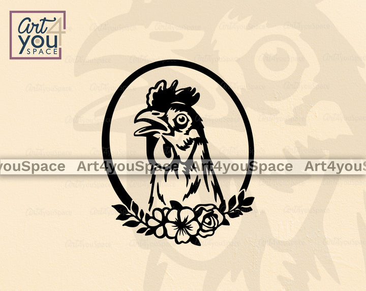 Chicken Floral svg