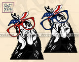 Chicken With USA Flag Bandana And Glasses DXF