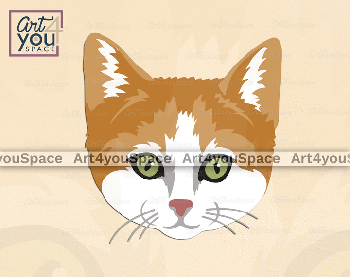 yellow and white cat face svg