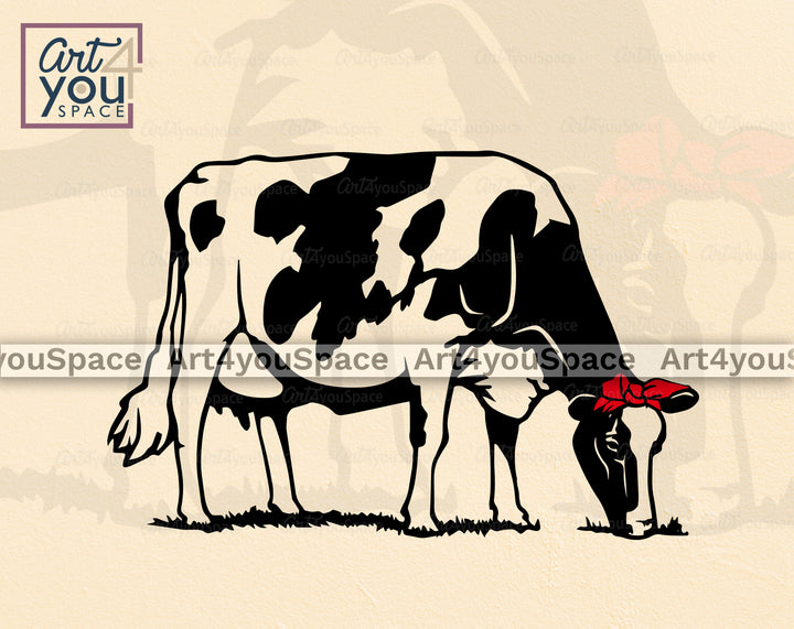 cow with bandana svg file