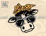 Cow Head With Bandana And Glasses PNG