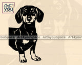 black and tan dachshund dog design saved as svg png dxf files