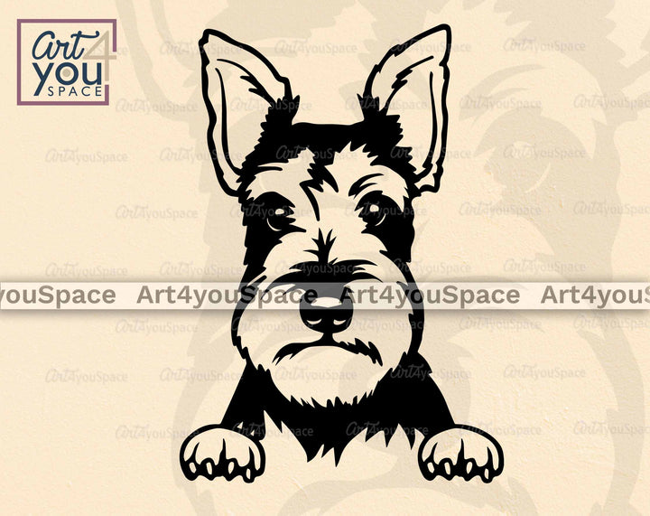 Mini Schnauzer Peeking Svg