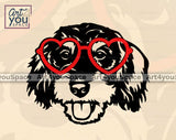 Dachshund heart glasses svg