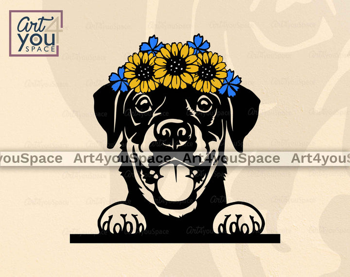 floral rottweiler clipart