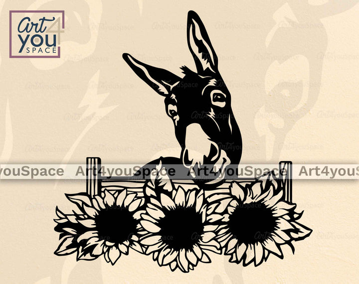 donkey with flowers svg file for plotter