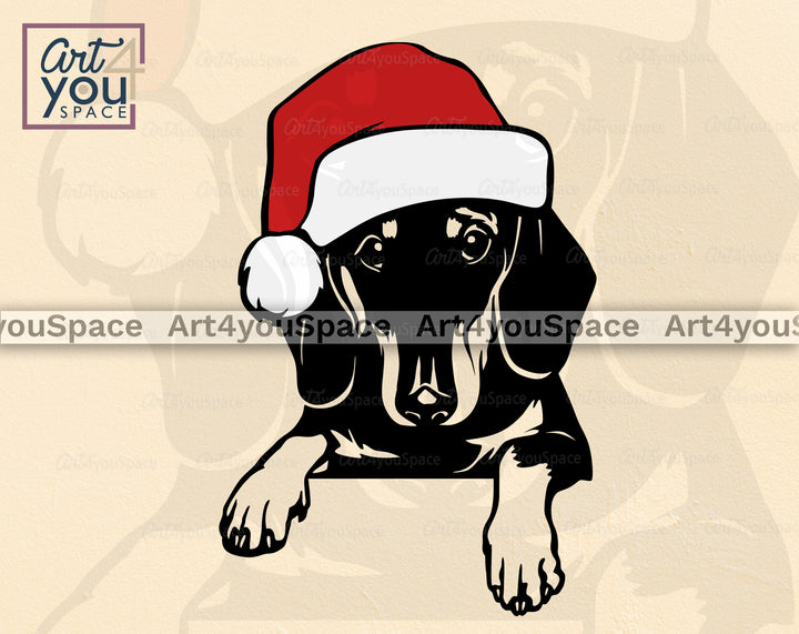 Dachshund Santa SVG