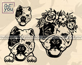 English Bulldog Flowers SVG