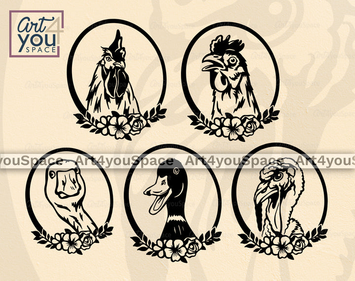 Farm Animals Floral Svg
