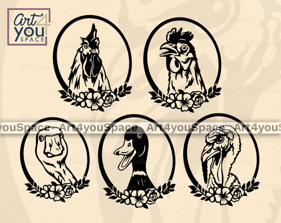 Farm Animals Floral Svg