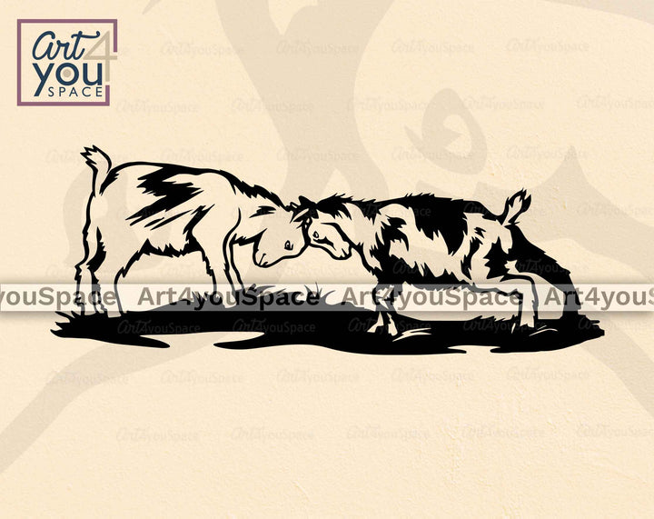 fighting goats kids svg