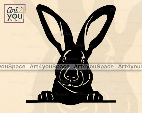 Flemish Giant Bunny SVG PNG DXF Download, Rabbit Clipart, Black And White Vector, Cricut Project