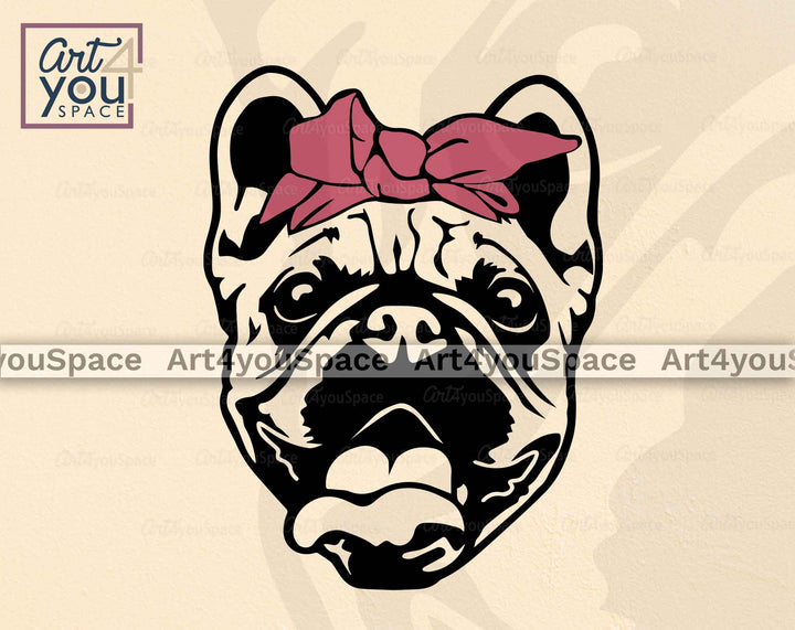 french Bulldog face svg