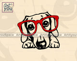 Doxie with glasses clipart